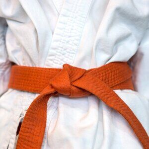 vintage martial art karate taekwondo  judo Jiu Jitsu training  orange belt